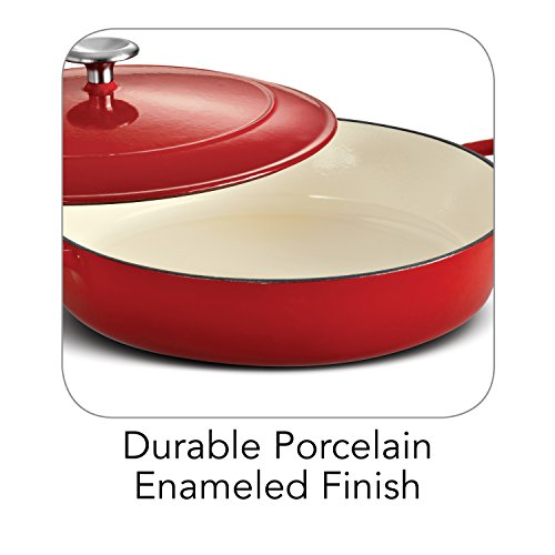 Tramontina Enameled Cast Iron Covered Braiser, 4Quart, Gradated Red