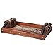 Worldly Wooden Serving Tray Set with Handles (Set of 2 Farmhouse Kitchen Décor Trays): Decorative Coffee Table Organizer, Vintage Coffee Bar Décor, Travel Table Centerpieces for Dining Room by SLPR