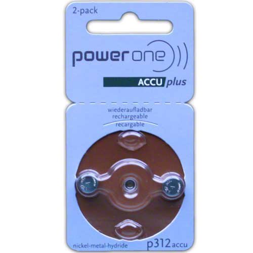 PowerOne ACCU plus Size 312 Rechargeable Hearing Aid Batteries, Model: Size 312 2-Pack, Electronics & Accessories Store