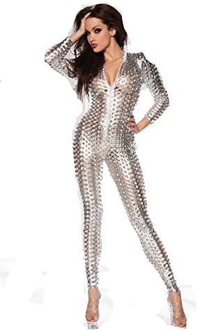 Duuozy Lady's Spice Suit Sexy Wild Women's Skin Sexy Hollow Patent Suit Dress Up In The Evening Stage With A Size