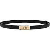 Infinite Basics 2- Pack Women’s Skinny Leather Adjustable Belt with Turn-Lock Buckle for Dresses & Jeans