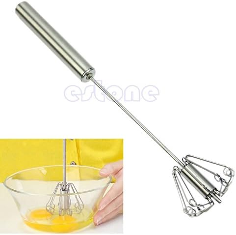 MAZIMARK--Stainless Stirrer Whisk Mixing Mixer Egg Beater Foamer Hand Rotate Kitchen Tool