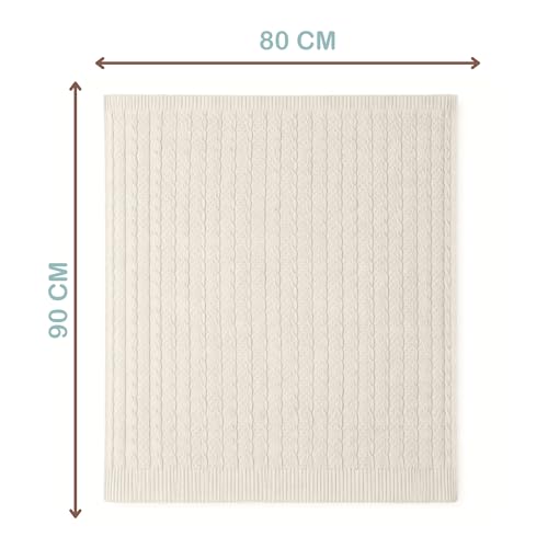 Manta para Bebê em Tricot 100% Algodão Macia, Respirável e Aconchegante Enxoval Luxo Recém-Nascido Menino Menina (Areia)