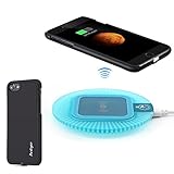 Antye Qi Wireless Charger Kit for iPhone 7, Includes Wireless Charging Pad and Wireless Charging Receiver Case for iPhone 7 - Matte Black/Blue