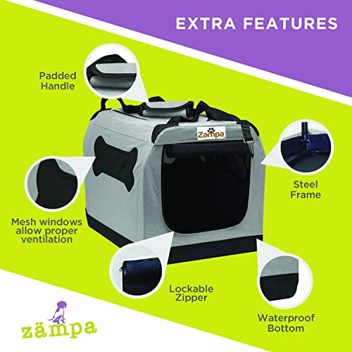 Zampa Dog Carrier Crate for Extra Small Dogs 19.5“x13.5”x13.5