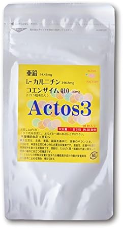 Amazon 妊活 男性 サプリ アクトス３ 亜鉛 ｌ カルニチン コエンザイムq10 90粒30日分 Actosfactory 亜鉛