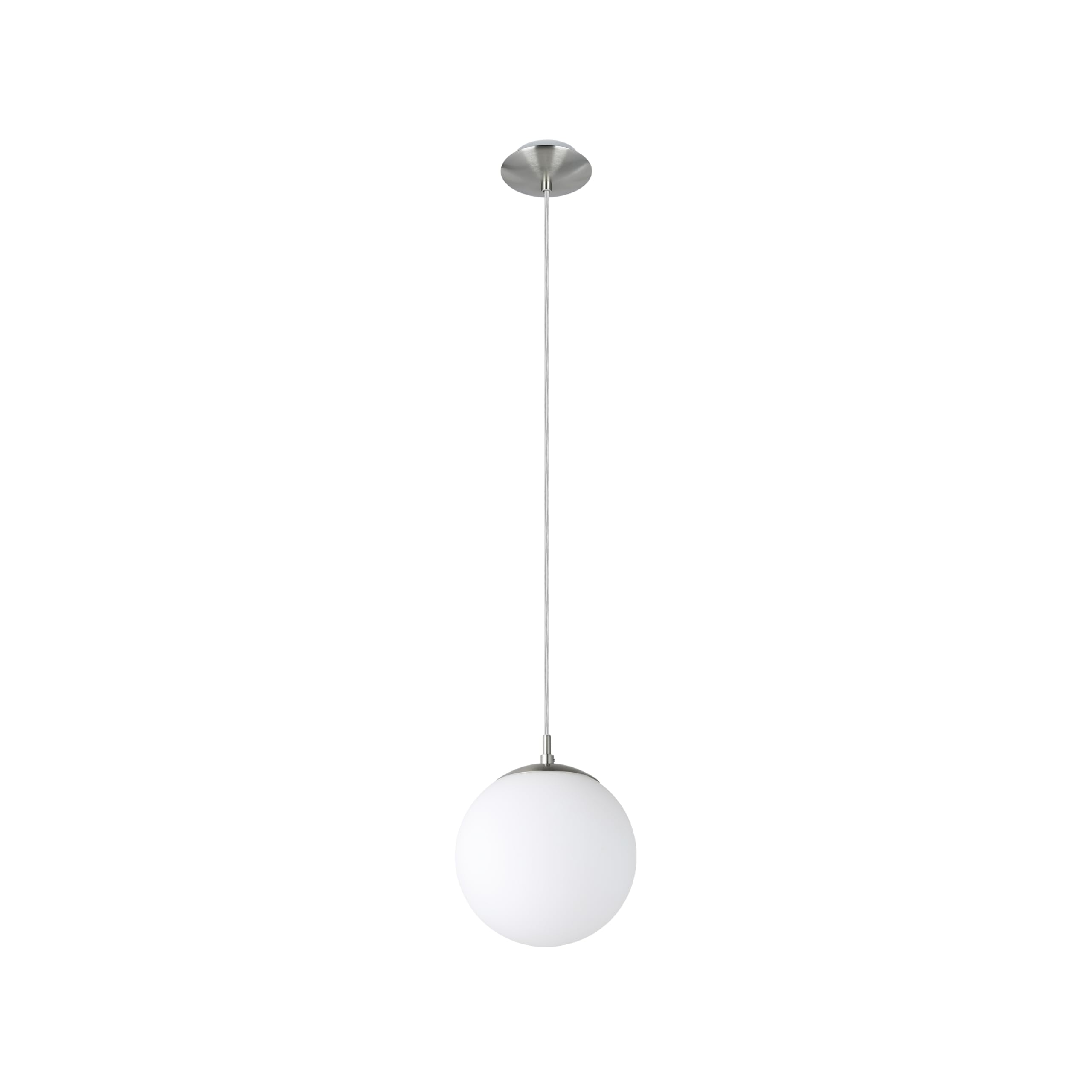 Eglo Rondo Pendant Light, Matt Nickel Steel and White Opal Matt Glass Hanging Lamp, Dining and Living Room Ceiling Lighting, E27 Socket, Ø 7.9 inches