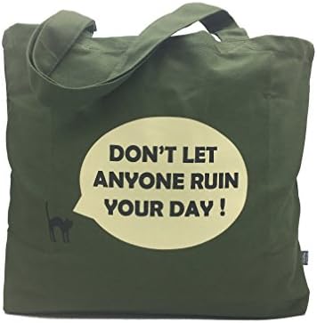 KitMo - 2017 unique design, ultra thick 100% cotton, Handmade Tote Bag for Grocery, Shopping &amp; Books (Olive Green)