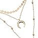 Manerson Moon Pendant Choker Necklace Sequins Chain Jewelry for Women Gold Tone