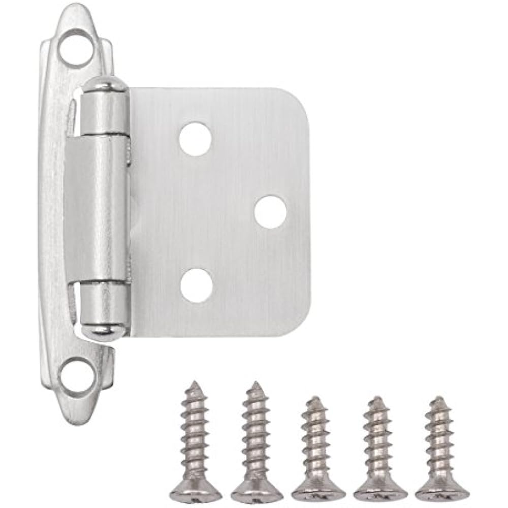 Basics 1/2 Inch Overlay Door Hinge, Pair, Satin Nickel, 50Pack