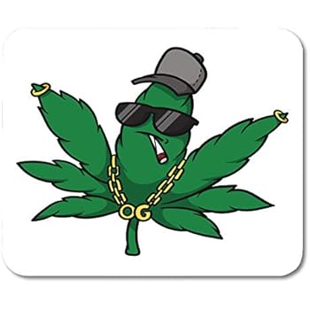 Amazon.com : Emvency Mouse Pads Green Weed Cartoon Gangster Cannabis Leaf Smoke Marijuana Stoner