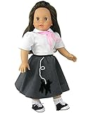 Fits American Girl Dolls, 18 Inch Doll Clothes Poodle Skirt 3 Pc. Outfit of Scarf, Poodle Skirt & Blouse