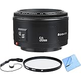 Canon EF 50mm f/1.8 II Camera Lens w/ 52mm Multicoated UV Protective Filter, and Lens Cap Keeper