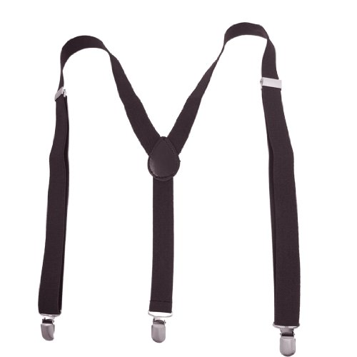 uxcell Adjustable Clip Elastic Y Back Suspender Braces Coffee Color for Unisex
