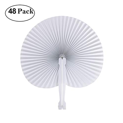 Buy Cusfull 48 Pack White Folding Paper Fans Handheld Paper Fans for