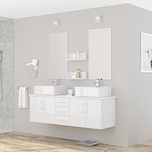 Diva Badezimmer Kompletter Doppel-Waschtisch 150 cm – lackiert weiß