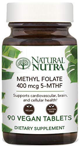 Natural Nutra Active Methyl (Methylated) Folate Supplement with Quatrefolic, L-5-MTHF (Methyltetrahydrofolate), Vitamin B9, MTHFR, 90 Vegan and Vegetarian Tablets