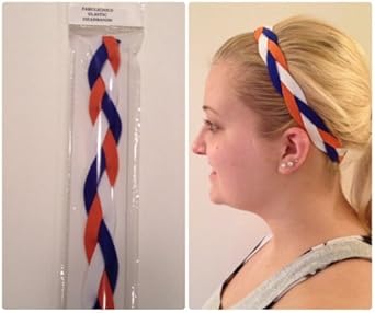 Amazon Com Fabulici Orange Blue White Braided Headband Softball