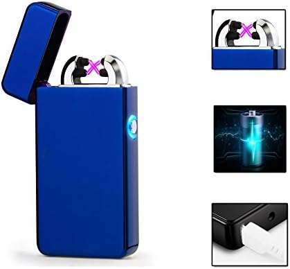 Electric Lighter,USB Lighter Gift Matal Body Double Electronic Arc Cigarette Lighter Outdaoor Windproof No Gas