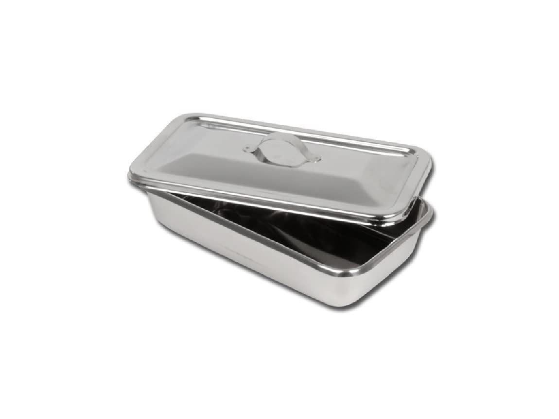 GIMA 26605 Stainless Steel Instrument Tray with Lid, 223 mm x 126 mm x 45 mm