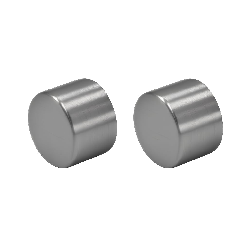 EVOGES Satin Steel Dimmer Knobs – Pack of 2, Ø21.7mm x 15.8mm, Universal Replacement, 6mm D-Spindle