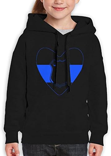 Police Badge Thin Blue Line Heart Young Hipster Hooded Sweatshirts Cotton Pullover Hoodies S
