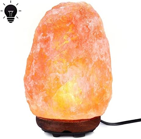 AdorioVix Himalayan Salt Lamp, Natural Himalayan Hand Carved Salt Lamp, HSL-2 Himilian Hymalain Pink Salt Rock Lamp, Hymilian Sea Salt Crystal Night Light with Wood Base Dimmer Control (GOLD13)