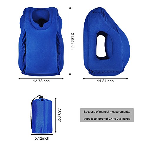 Fast Inflating Airplane Travel Pillow - Push Button Soft Pillow Head Neck Support Portable Air Pillow For Plane Train Car Office Napping Camping - Thumbnail 5