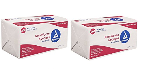 Dynarex Non-Sterile Non Woven Sponge, 4×4 Inch, 200 Count (Pack of 2) Dynarex Non-Sterile Non Woven Sponge, 4×4 Inch, 200 Count (Pack of 2)