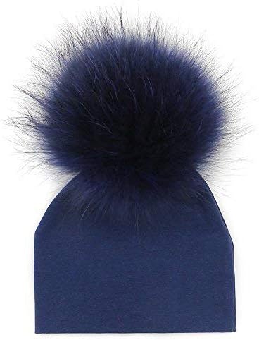 GZHilovingL 0-3 Months Baby Hats Newborn Infant Beanie with Real Fur Pom Pom Winter