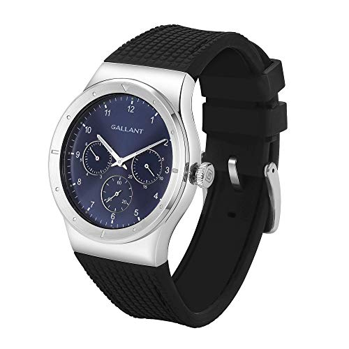 G GALLANT Men's Watch Stainless Steel Watch for Men Casual Watch 40mm Waterproof Multi Dial Calendar Watch with Silicone Strap Luxury Classic Gift, Blue