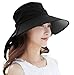 HINDAWI Sun Hat Wide Brim Sun Hats for Women UV Protection Floppy Beach Womens Summer Flap Cover Cap Black