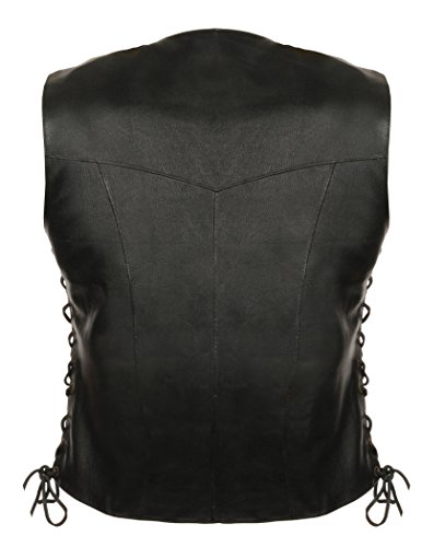 Milwaukee Women's Cowhide Leather Basic Vest with Side Laces (Black, X-Small)