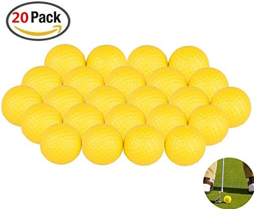 Lanticy Practice Golf Balls, 20Pcs Soft Dimpled Elastic Safe Indoor Outdoor Training Soft PU Foam Sponge Golf Balls (Yellow: 4.26cm/1.68inch Dia)