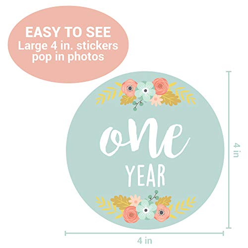 4 Monthly+Stickers+Floral+Milestone+Newborn