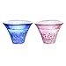 Toyo Sasaki Glass G635-T72 Cold Sake Glass, Pair, Congratulations Cup, Mt. Fuji Cold Sake Cup, Made in Japan, Blue & Red, 1.2 fl oz (35 ml), Pack of 2