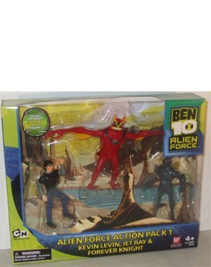 Ben 10 Alien Force 4 Inch Exclusive Action Figure 3-Pack Action Pack 1 (Kevin Levin, Jet Ray and Forever Knight)