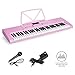 Best Choice Products 61-Key Portable Electronic Keyboard Piano w/LED Screen, Record & Playback Function, Microphone, Headphone Jack (Pink)