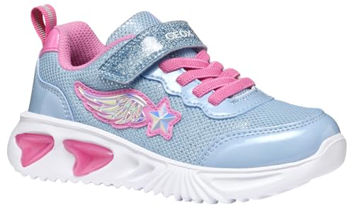 Geox J Assister Girl B - Scarpe da Ginnastica Bambina, Sky/Pink,