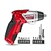 ULTRA STEEL 4V Lithium-Ion Cordless Rechargeable Dual-Position Screwdriver, 6+1 Torque Settings, LED Light w/ 1-Year Warranty, 2pc Drill Bit, 10pcs Driver Bits (AQ70031J)
