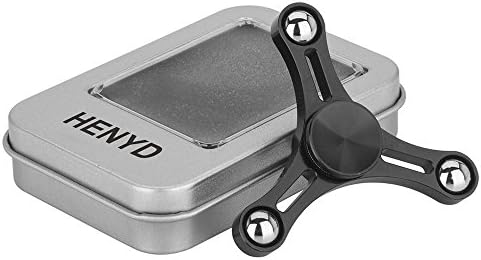 HENYD Spinners Aluminum EDC Fidget Spinner Metal Spinners - Ultra High Speed Bearings - Durable Metal Buttons - ADHD Focus Toy 1-3 Minutes (Black)