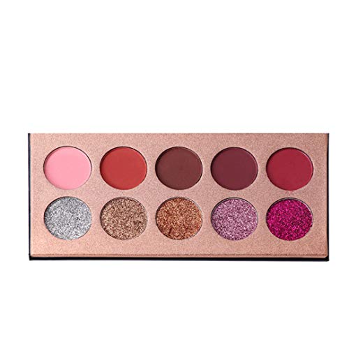 HEAMEILI Palette Matte Eyeshadow Shimmer Metallic Easy To Wear Eye Shadow Makeup 10 Colors In 1 Set Palette