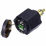 Cllena DIN Hella Powerlet Plug to Dual USB Charger Socket Adapter with LED Voltmeter for BMW Motorcycle/Phone/iPhone/GPS/SatNav (Green)