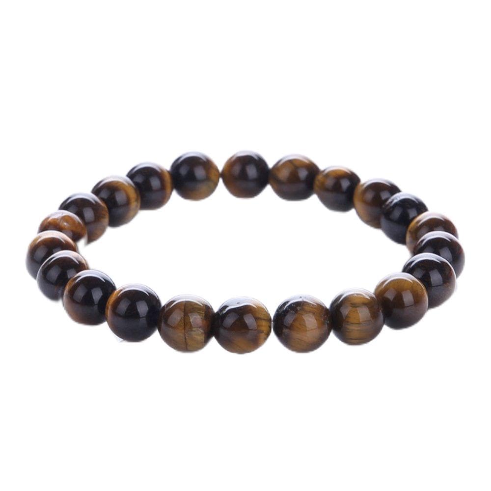 Treasure Bay Handmade 8mm Natural Gemstone Stretch Bracelet for Men and Women, Semi Precious Gemstone Bracelet, Beaded Jewellery – Gift Box Included (Brown Tiger's Eye)