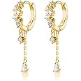 SLUYNZ 925 Sterling Silver CZ Hoop Earrings Dangle for Women Teen Girls Teardrop Huggie Earrings Drop Water Droplets Dangle Earrings Drop