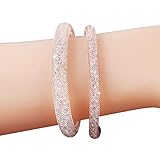 Miraculous Garden 2pcs Rose Gold Plated Clear Crystal Couple Link Mesh Bracelet