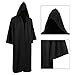 Jila Men Tunic Hooded Robe Cloak Knight Gothic Fancy Dress Halloween Masquerade Cosplay Costume Cape (M, Adult Black)