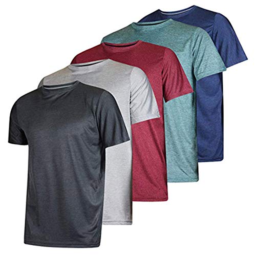 Letdown_Men tops Men Tshirts Short Sleeve 5-Pack Quick-Dry Moisture Wicking Active Athletic Tech Performance Sportswear