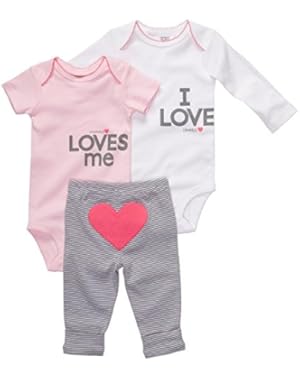 Baby Girls' Mommy Daddy Love 3 Piece Turnaround Pant Set - 18 Months