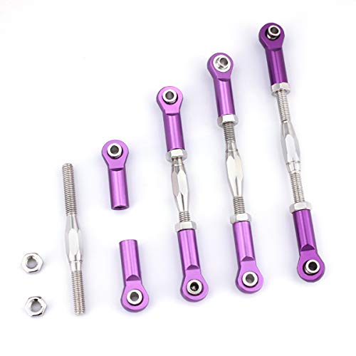 Hosim Front Rear Turnbuckles Set, Aluminum Adjustable 83-97mm Camber Linkage Rod Ends for 1/10 Traxxas Slash 4x4 RC Cars Replacement Upgrades Hop-up Parts Purple(4PCS)